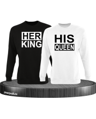 Her King His Queen Partnerlook Sweatshirts in schwarz weiß