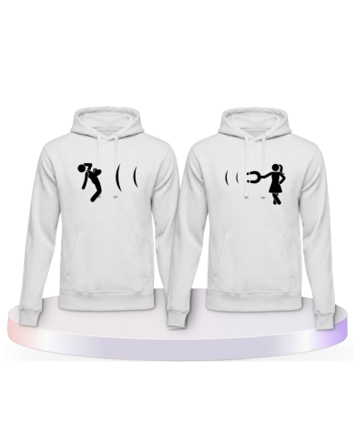 Partnerlook Hoodies mit Ich magnetisiere dich | Paarpulli
