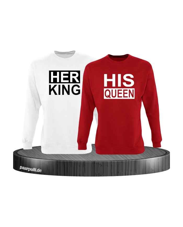 Her King His Queen Partnerlook Sweatshirts in weiß rot