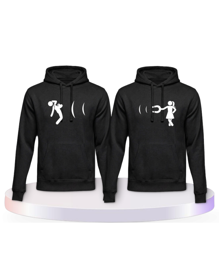 Partnerlook Hoodies mit Ich magnetisiere dich | Paarpulli