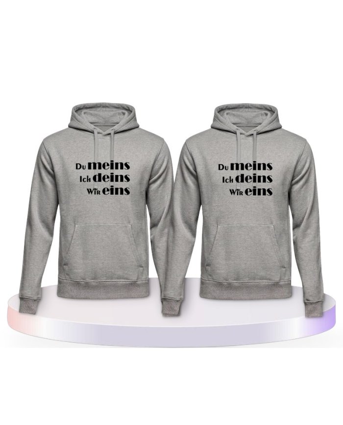 Partnerlook Hoodies mit Du Meins, Ich Deins und Wir Eins | Paarpulli