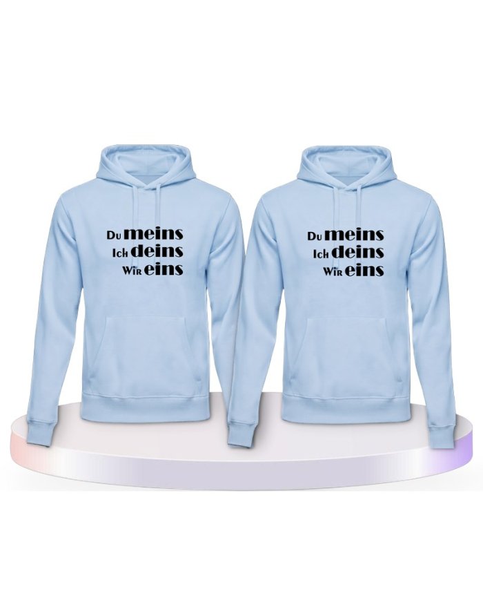 Partnerlook Hoodies mit Du Meins, Ich Deins und Wir Eins | Paarpulli
