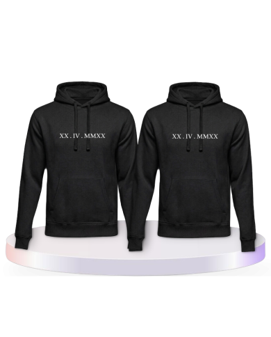 Römisch Wunschdatum Pärchen Hoodies | Paarpulli