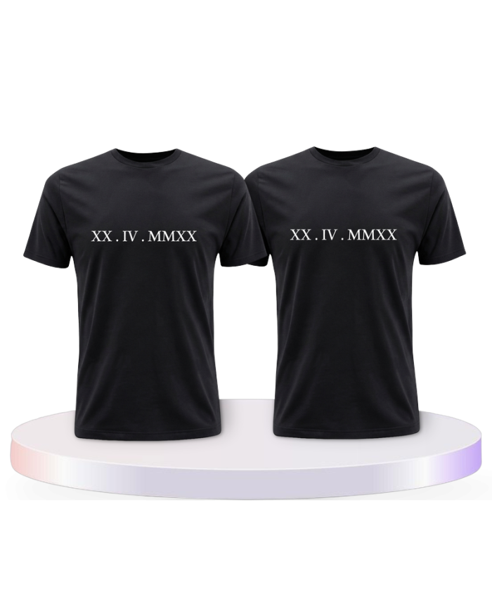 Römisch Wunschdatum Couple T-Shirts kaufen | Paarpulli