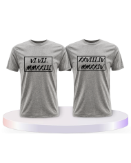 Partnerlook T-Shirts mit Römische Wunschdatum in Rahmen | Paarpulli