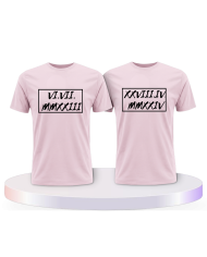 Partnerlook T-Shirts mit Römische Wunschdatum in Rahmen | Paarpulli