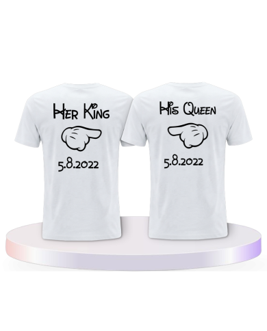 Her King & His Queen Comic Design mit Wunschdatum Shirts | Paarpulli