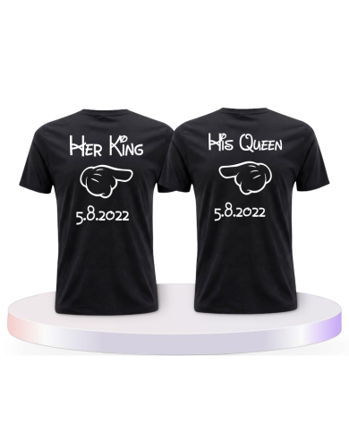 Her King & His Queen Comic Design mit Wunschdatum Shirts | Paarpulli