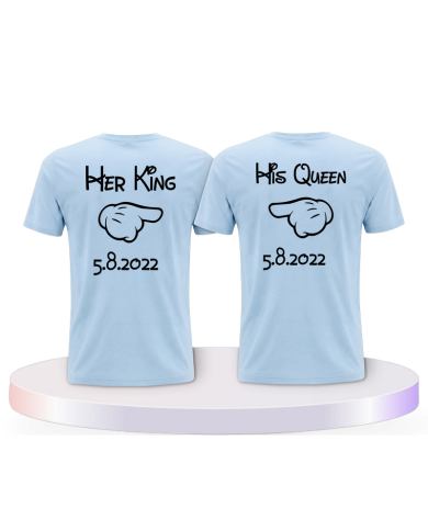 Her King & His Queen Comic Design mit Wunschdatum Shirts | Paarpulli