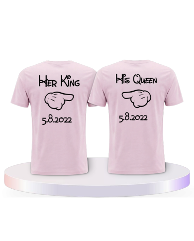 Her King & His Queen Comic Design mit Wunschdatum Shirts | Paarpulli