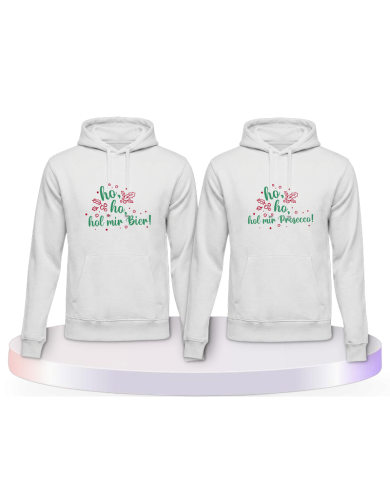 Ho ho hol mein Bier! / Prosecco! Christmas Pärchen Hoodies | Paarpulli