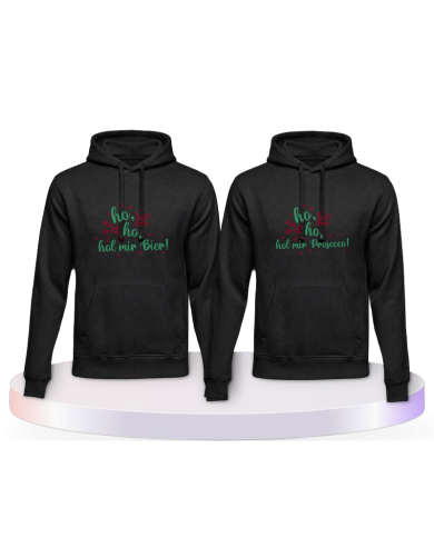 Ho ho hol mein Bier! / Prosecco! Christmas Pärchen Hoodies | Paarpulli