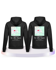 Partnerlook Hoodies mit Wo alles begann persönliche Karte | Paarpulli
