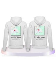 Partnerlook Hoodies mit Wo alles begann persönliche Karte | Paarpulli