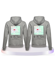 Partnerlook Hoodies mit Wo alles begann persönliche Karte | Paarpulli