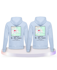 Partnerlook Hoodies mit Wo alles begann persönliche Karte | Paarpulli