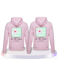 Partnerlook Hoodies mit Wo alles begann persönliche Karte | Paarpulli