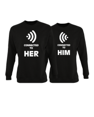 Connected to her und connected to him partnerlook sweatshirts in schwarz