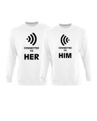 Connected to Her und Connected to Him als Partnerlook Sweatshirts