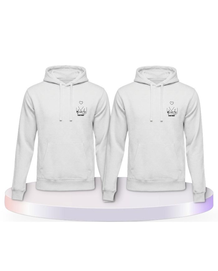 Partnerlook Hoodies mit Together Forever Händchen | Paarpulli