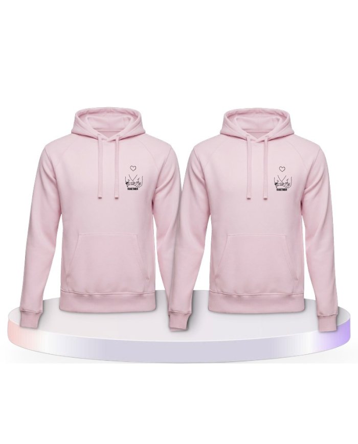Partnerlook Hoodies mit Together Forever Händchen | Paarpulli