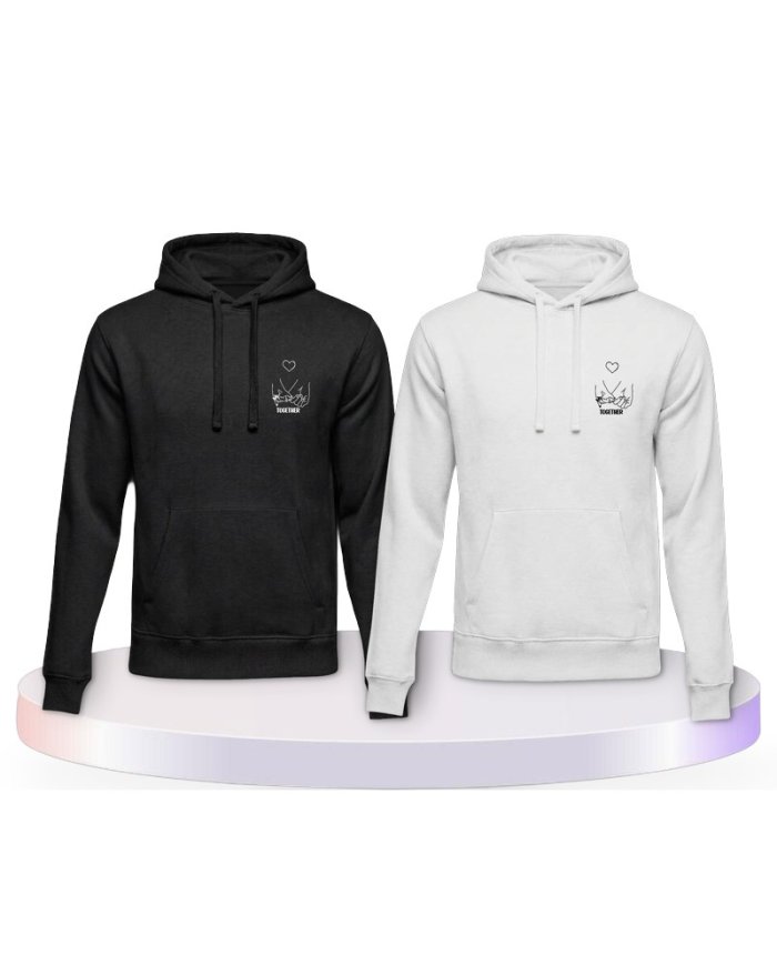 Partnerlook Hoodies mit Together Forever Händchen | Paarpulli