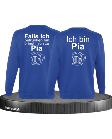 Falls ich betrunken bin Partnerlook Sweatshirts in Blau Falls ich betrunken bin Partnerlook Sweatshirts in Blau