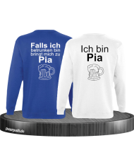 Falls ich betrunken bin Partnerlook Sweatshirts in Blau weiß