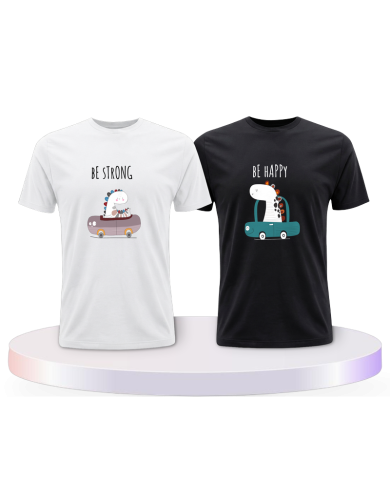 Be Strong Be Happy Couple T-Shirts kaufen | Paarpulli