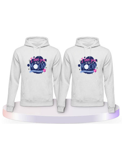 Love to the moon and back Couple Hoodies kaufen | Paarpulli