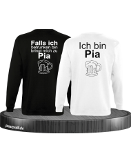 Falls ich betrunken bin Partnerlook Sweatshirts in schwarz weiß