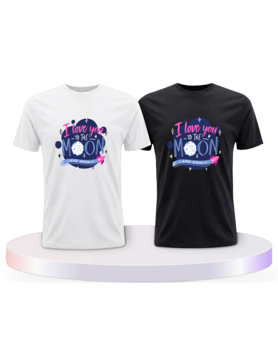 Love to the moon and back Pärchen T-Shirts mit Herz | Paarpulli
