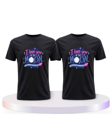 Love to the moon and back Pärchen T-Shirts mit Herz | Paarpulli