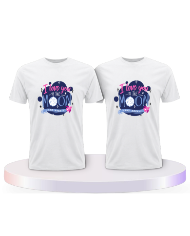 Love to the moon and back Pärchen T-Shirts mit Herz | Paarpulli