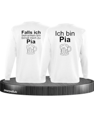 Falls ich betrunken bin Partnerlook Sweatshirts in weiß