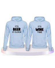 It's beer o'clock It's wine time Pulli Pärchen T-Shirts | Paarpulli