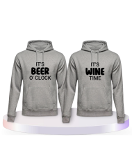 It's beer o'clock It's wine time Pulli Pärchen T-Shirts | Paarpulli