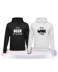 It's beer o'clock It's wine time Pulli Pärchen T-Shirts | Paarpulli