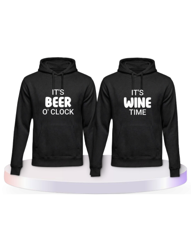 It's beer o'clock It's wine time Pulli Pärchen T-Shirts | Paarpulli