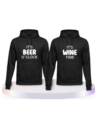 It's beer o'clock It's wine time Pulli Pärchen T-Shirts | Paarpulli