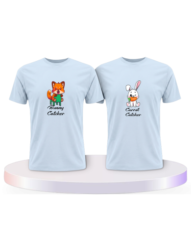 Bunny and Carrot Catcher Couple T-Shirts kaufen | Paarpulli