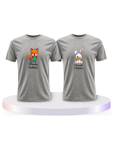 Bunny and Carrot Catcher Couple T-Shirts kaufen | Paarpulli