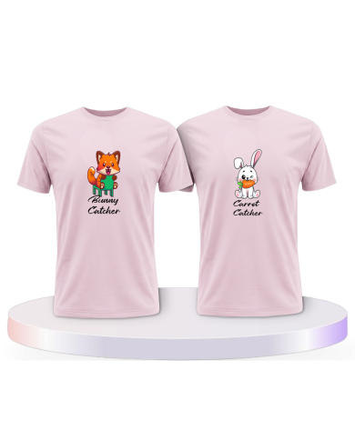 Bunny and Carrot Catcher Couple T-Shirts kaufen | Paarpulli