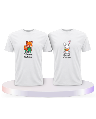 Bunny and Carrot Catcher Couple T-Shirts kaufen | Paarpulli