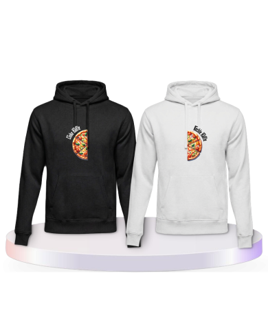 Partnerlook Hoodies mit Pizza Hälften | Paarpulli