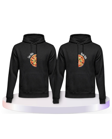 Partnerlook Hoodies mit Pizza Hälften | Paarpulli