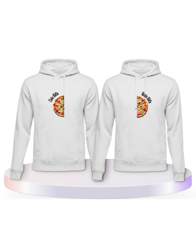 Partnerlook Hoodies mit Pizza Hälften | Paarpulli