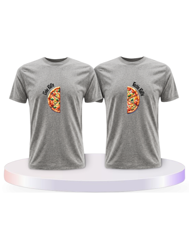Gemeinsamer Look: Pizza Hälften T-Shirts | Paarpulli