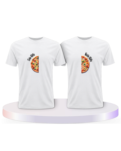 Gemeinsamer Look: Pizza Hälften T-Shirts | Paarpulli