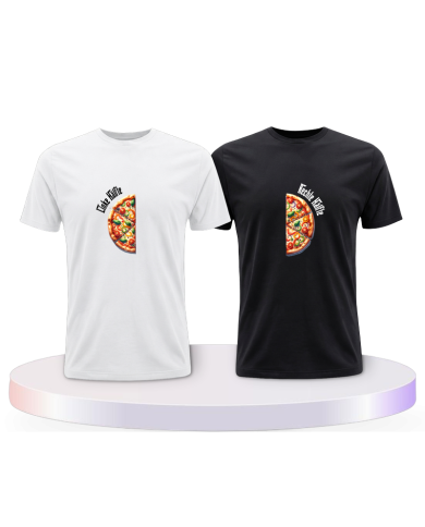 Gemeinsamer Look: Pizza Hälften T-Shirts | Paarpulli